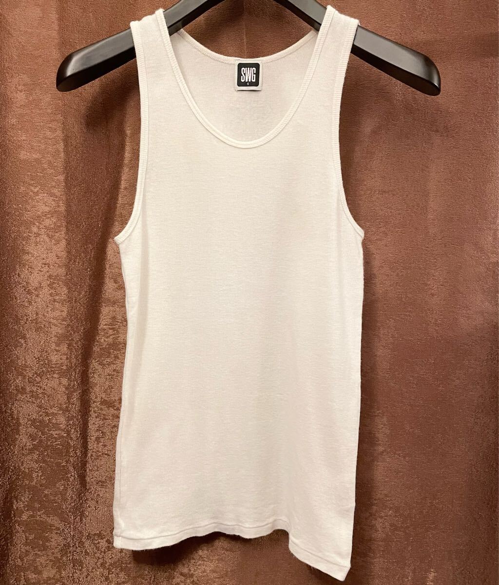 MADE IN JAPAN製 SWAGGER クロスプリント タンクトップ ホワイト Sサイズ スワッガー 日本製 ノースリーブ 白 PHENOMENON フェノメノン拍卖