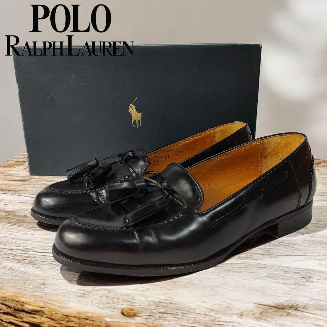 『美品』 Ralph Lauren ポロラルフローレン 本革 レザー タッセル ローファー シューズ ブラック 23.5㎝拍卖