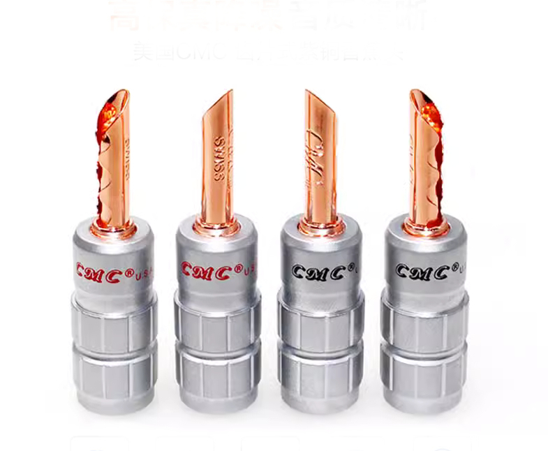 CMC 紫純銅バナナプラグ 4本1セット 無半田接続高純度伝送 JBL B&W victor pioneer kef fosrex拍卖