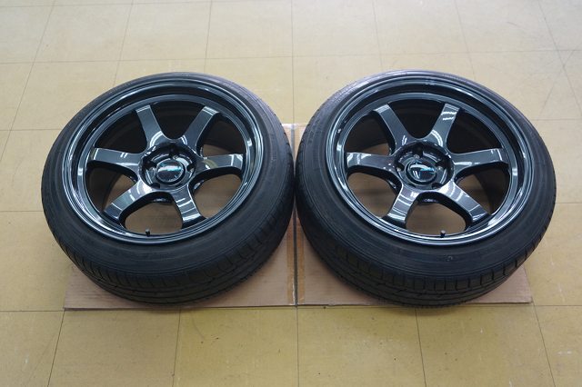 2【未使用】MID レーシング R06 18インチ 9.5J+12【中古】215/45R18 TOYO 2本 ドリフト 引張り JDM USDM拍卖
