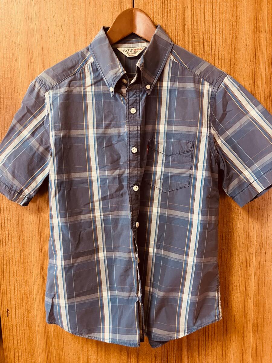 リーバイスレッドタブ半袖ボタンダウンチェック柄シャツサイズM保存状態良好送料無料拍卖