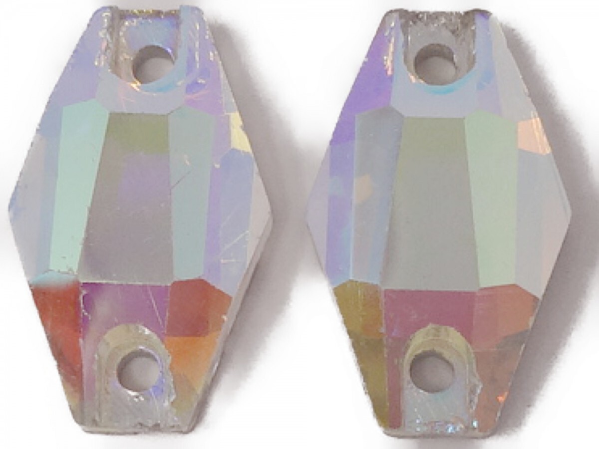 キラリ手芸部 No.6225手芸用ビジュー パーツ ソーオン ストーン(ガラスビーズ ラインストーン)クリスタルAB_1.1cm×1.8cm_13個入り拍卖