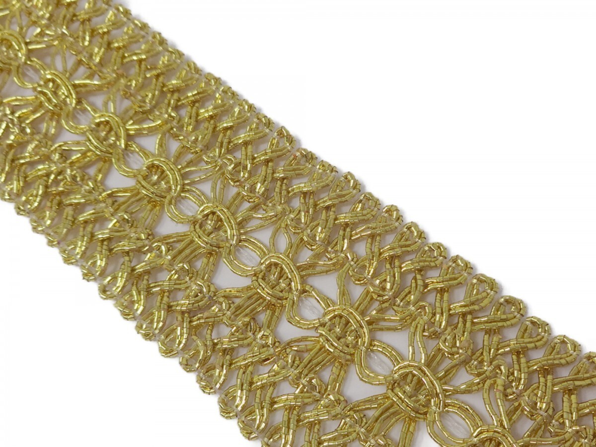 キラリ手芸部 No.3395_ブレード 手芸用(金色:ゴールド)幅3.5cm×長さ2m拍卖