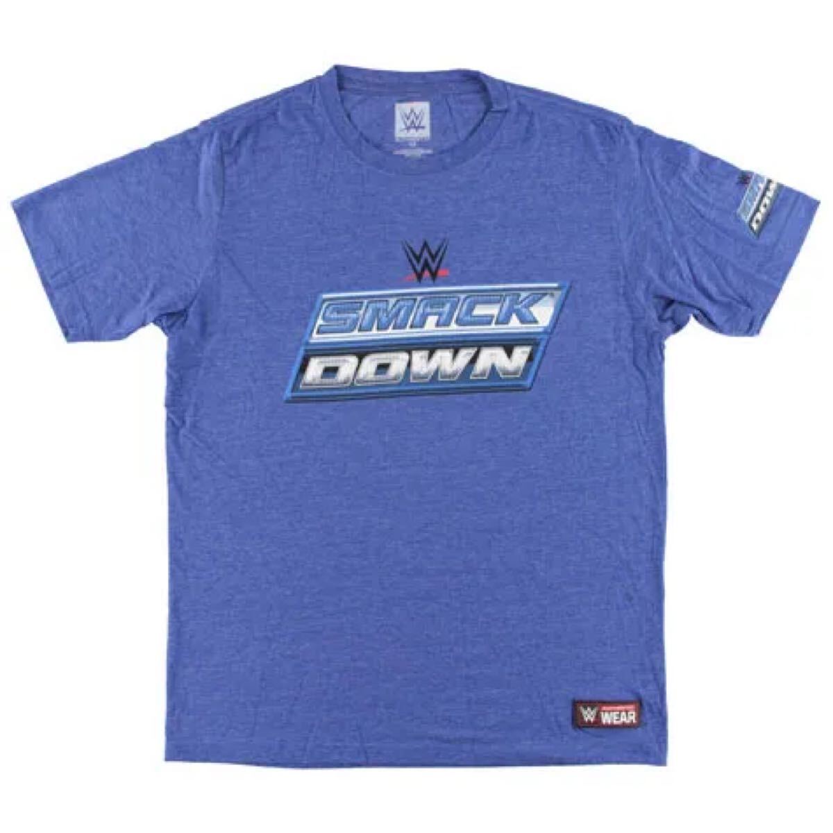 新品 WWEプロレス スマックダウンロゴTシャツ青XL拍卖
