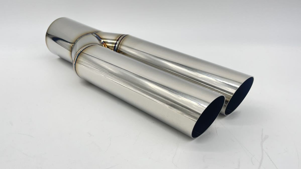 ワンオフマフラー制作用デュアルマフラー出口スラッシュ15°カット60.5φW入口76.3φ サイズ変更可能拍卖