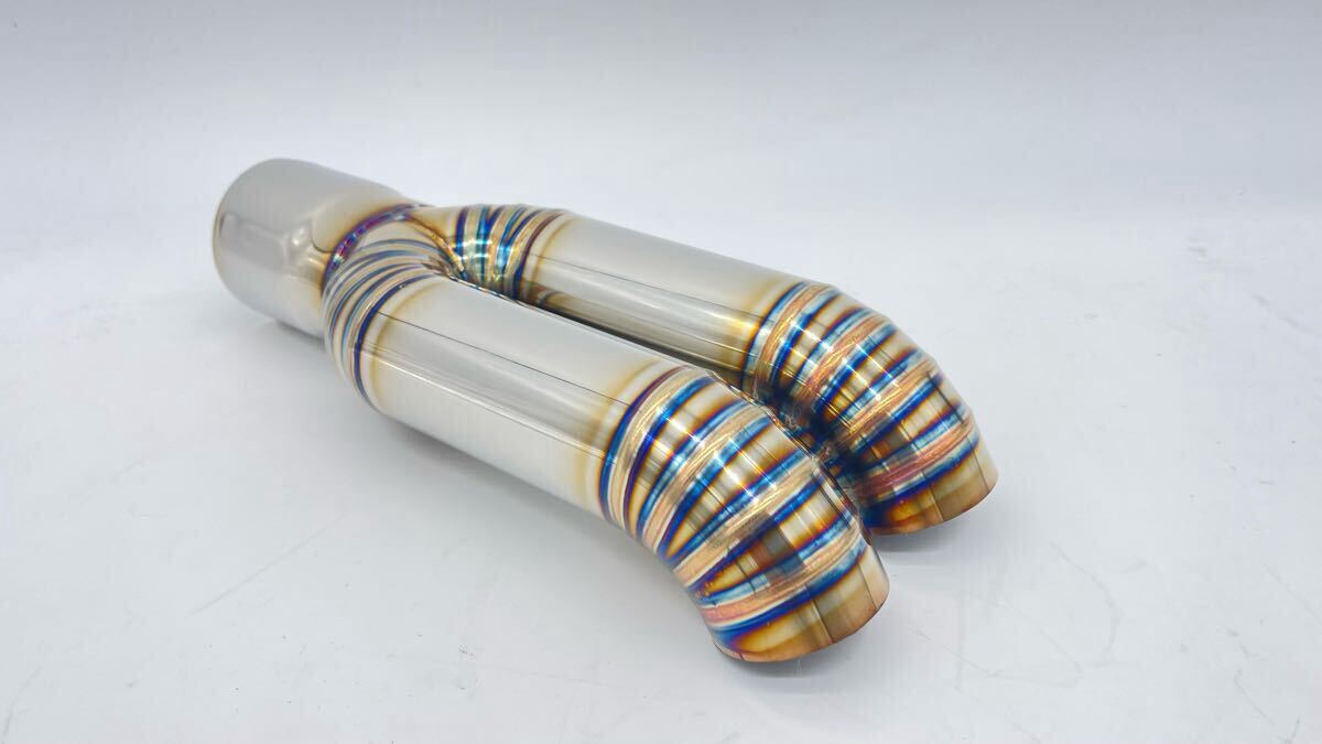 ☆ワンオフマフラー制作用エビ管デュアルマフラー出口42.7φ入口内径50.8φジョイント差し込み ドルフィンテール ツインタイプ拍卖