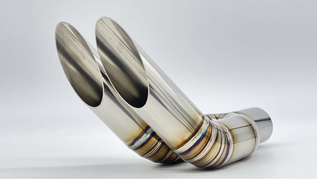 ワンオフエビ管60度跳ね上げ50.8Φツインマフラー60度スラッシュカット入口50.8Φ拍卖