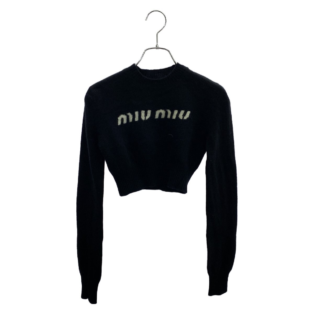 ミュウ ミュウ ウール カシミヤ セーター ニット ブラック ロゴ ブランドオフ Miu Miu ウール ニット ウール 中古 レディース拍卖