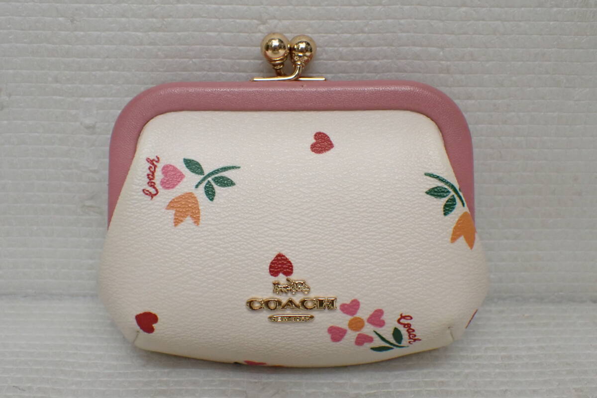 COACH コーチ キスロック カード ケース ウィズ ハート がま口財布 ペタルプリント 定形外郵便全国一律390円 B5-MA拍卖