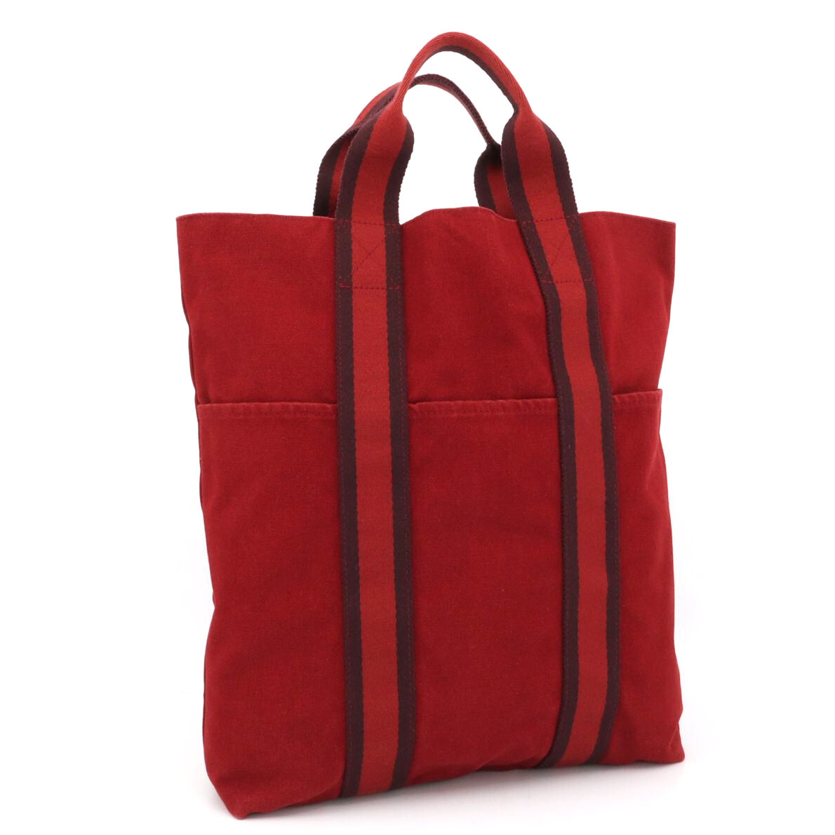 エルメス HERMES フールトゥ カバス トートバッグ 手提げ 鞄 レッド キャンバス レッド メンズ レディース 拍卖