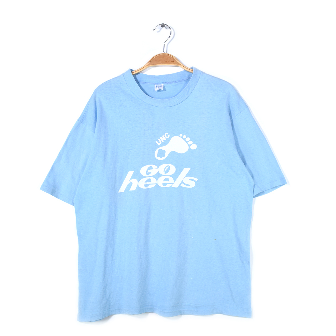 【送料無料】70s ノースカロライナ大学 USA製 ヴィンテージTシャツ シングルステッチ ライトブルー カレッジプリント ARTEX L相当 @BZ0426拍卖