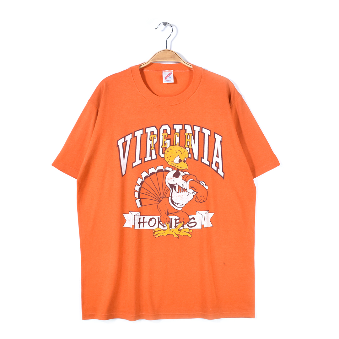 【送料無料】90s バージニア工科大学 USA製 ヴィンテージTシャツ カレッジ オレンジ VIRGINIA TECH HOKIES ジャージーズ XL 古着 @BZ0430拍卖