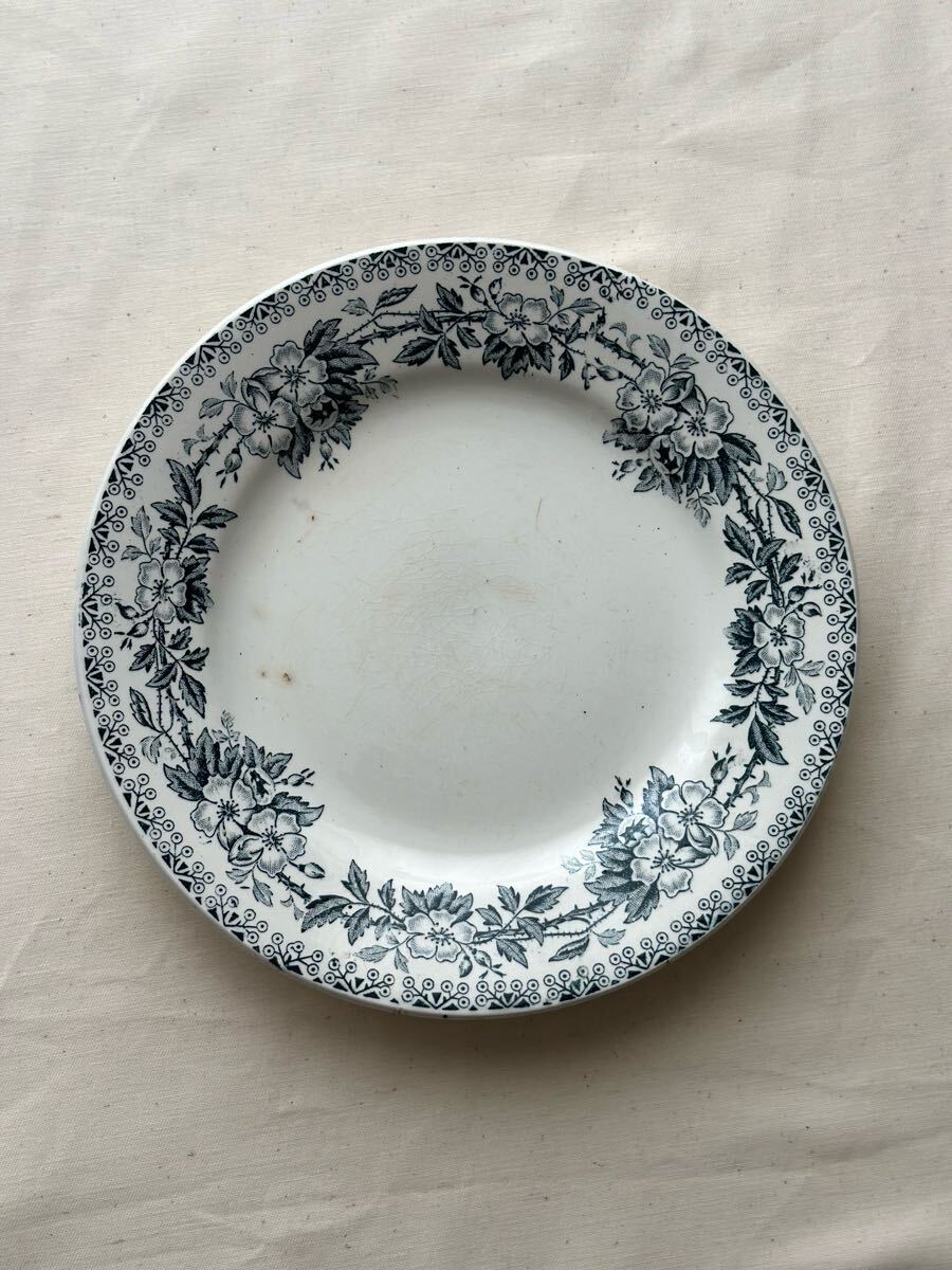 【★秋の均一セール】良品 フランス アンティーク 皿 Saint amand サンタマン / “GUADELOUPE” 野薔薇の平皿プレート ヴィンテージ拍卖