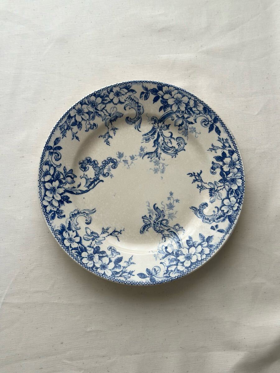 古手良品 フランス アンティーク 皿 Choisy le roi ショワジールロワ / “WILD ROSE“ ワイルドローズのデザートプレート 平皿拍卖