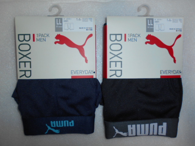 PUMA プーマ ボクサーパンツ 2枚セット 前開き LLサイズ ブラック ネイビー拍卖