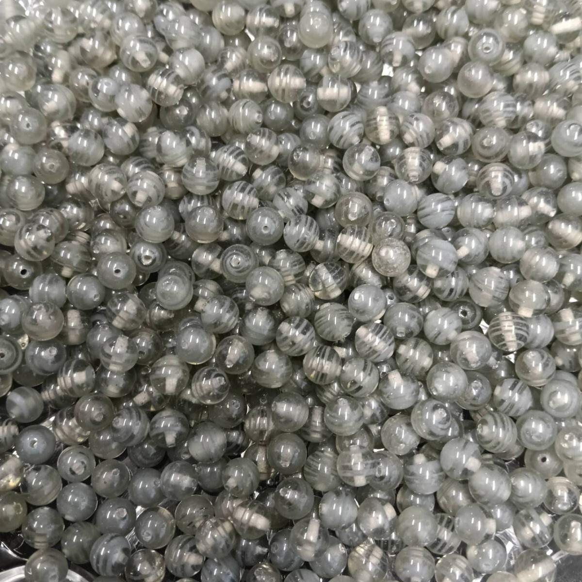 ☆未使用 大量 チェコ ガラスビーズ 259g 6mm ラウンド グレー 灰色 大粒 ヴィンテージ 手芸 パーツ アクセサリー ネックレス B-181拍卖