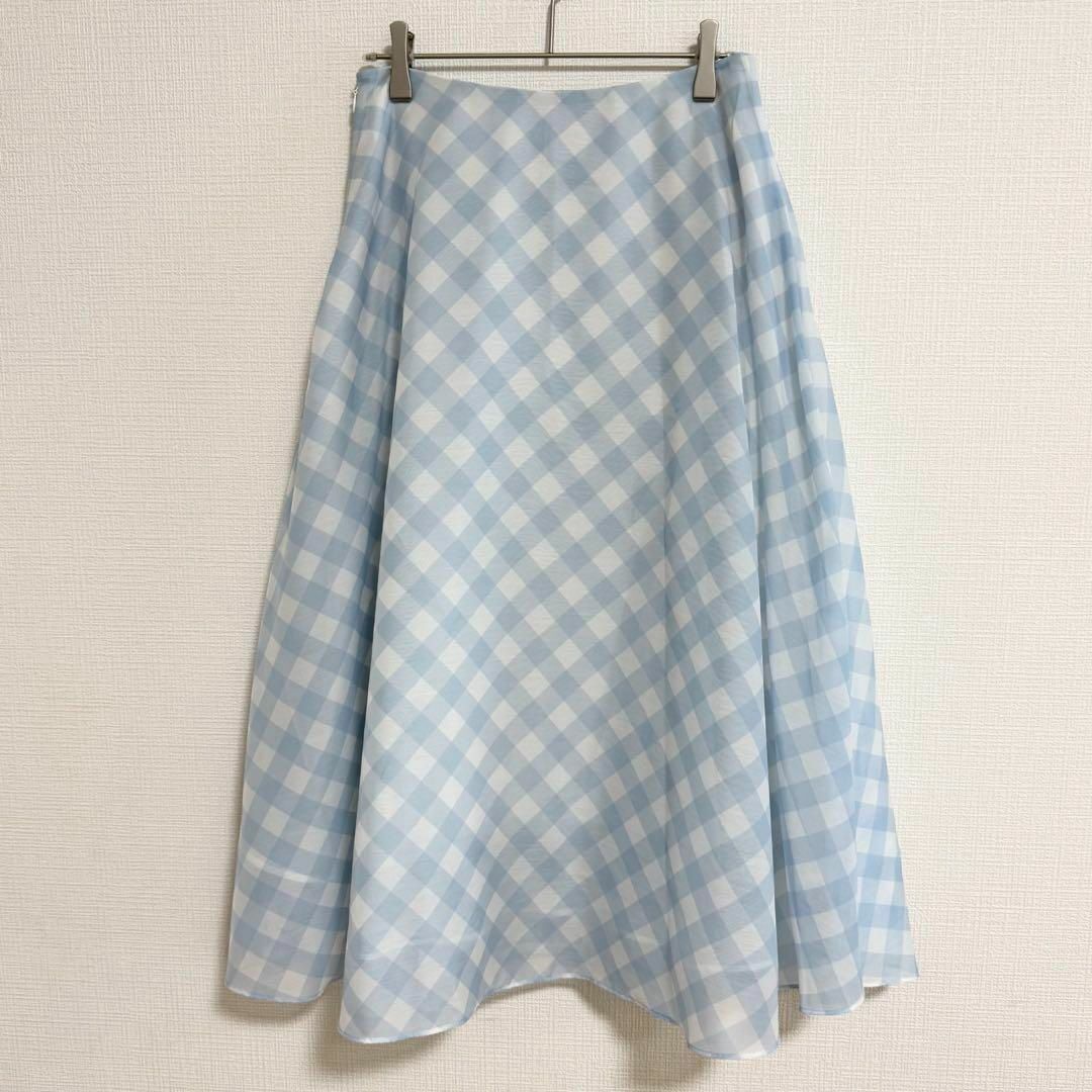 【大特価】CELFORD セルフォード 水色 チェック柄 フレアスカート 206003拍卖