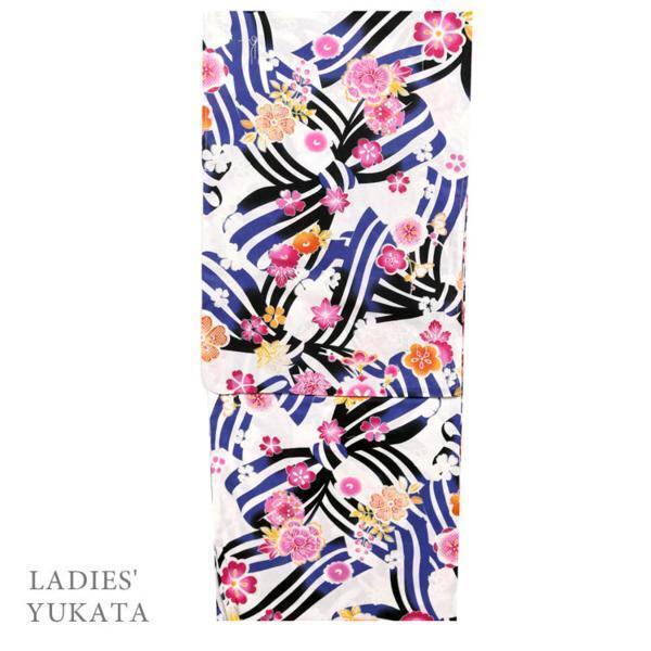 フリーサイズ 浴衣 レディース ゆかた 浴衣単品 かわいい 女性 浴衣 仕立て上り プレタ 桜 レトロ リボン free 安い ly035-9拍卖