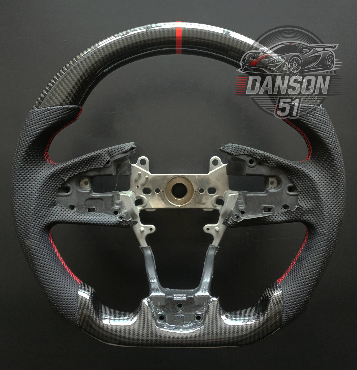送料無料 リアルカーボン・パンチングレザー製 ホンダ シビック FK7 FC1  ステアリング 1個拍卖