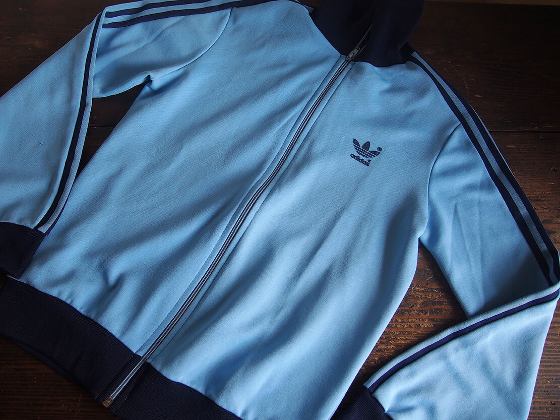 アディダス adidas フランス トラックジャケット トレフォイル ライトブルー×ネイビー 古着 ジャージ 60s 70s ヴィンテージ/K151拍卖