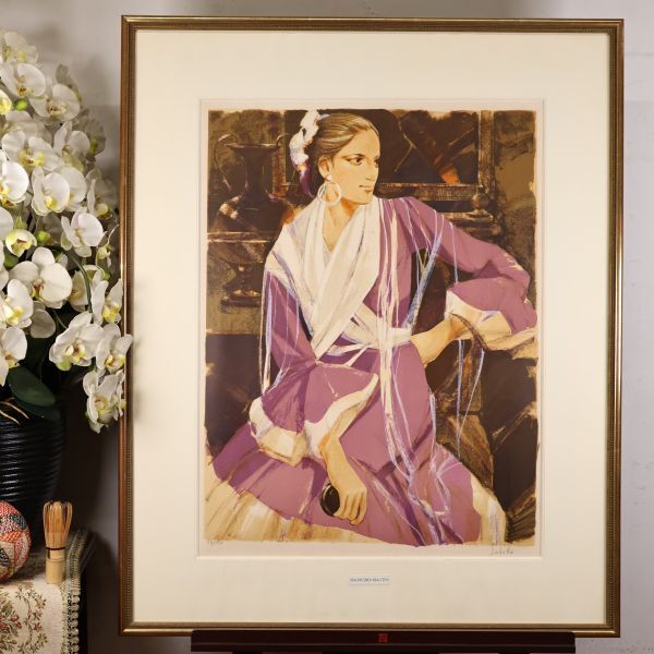 【真筆】 斉藤三郎 「 フラメンコ 」 リトグラフ 54/150 15号 直筆サイン BK028拍卖