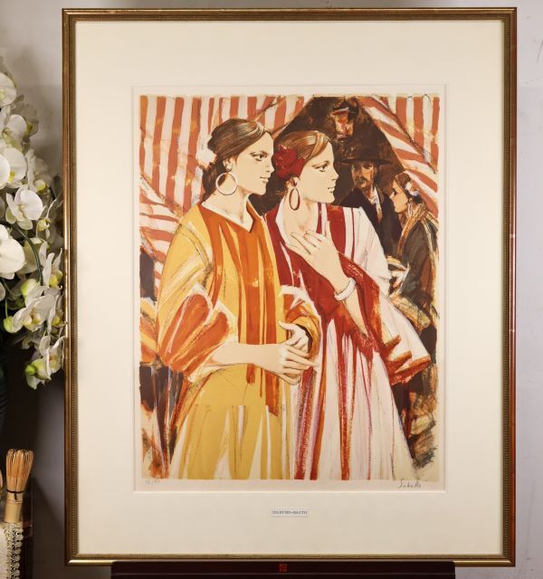 【真筆】 斉藤三郎 「 姉妹 」 リトグラフ 54/150 15号 直筆サイン BK026拍卖