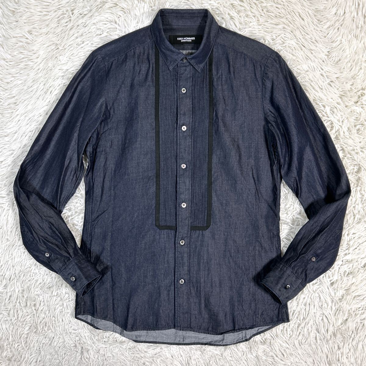 【5351 POUR LES HOMMES DIRECTOR'S LINE】4.5OZ テンセルデニム フォーマルSH デニムシャツ 日本製 46 5351プールオム拍卖