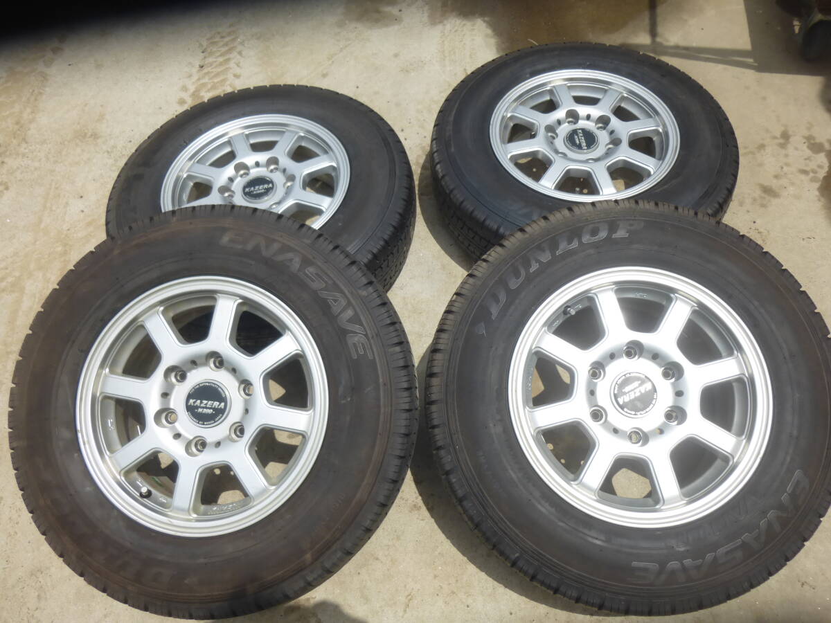 ハイエース等に 15×6J +33 PCD139.7 6H KAZERA H200 DUNLOP ENASAVE 195/80R15付 4本 管:T-47拍卖