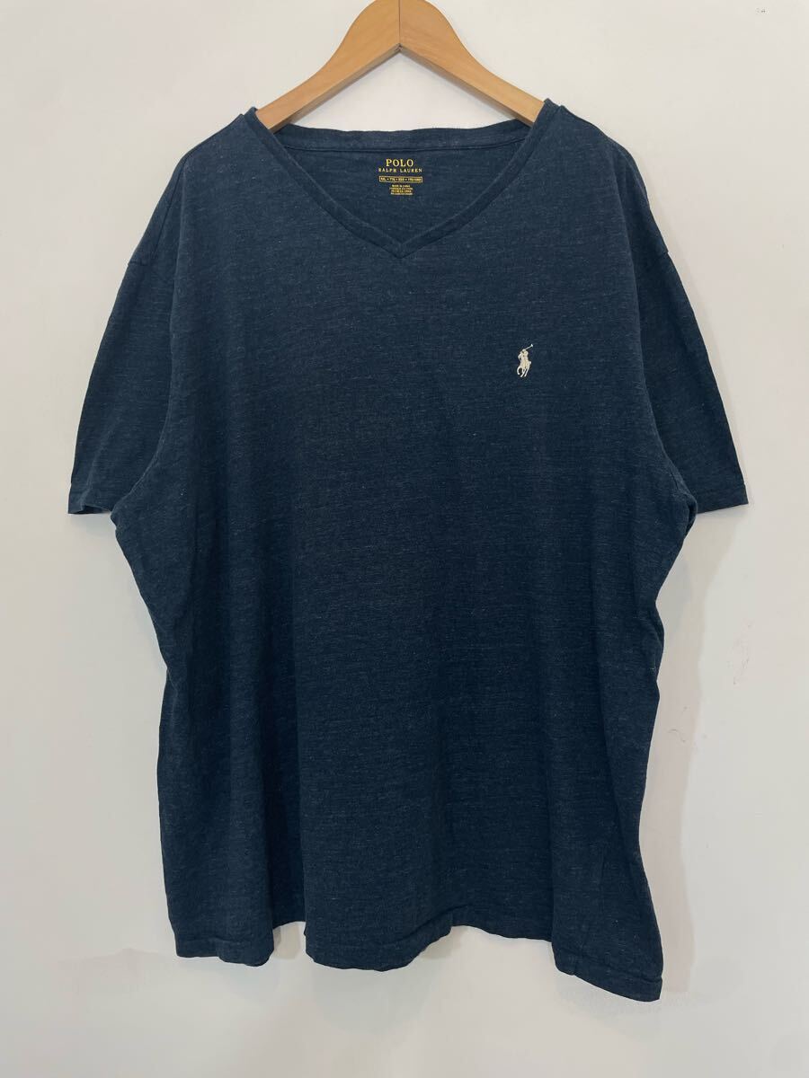 POLO RALPH LAUREN ポロラルフローレン コットン半袖Tシャツ Vネック Tシャツ メンズXXL 大きめ 良品綺麗拍卖