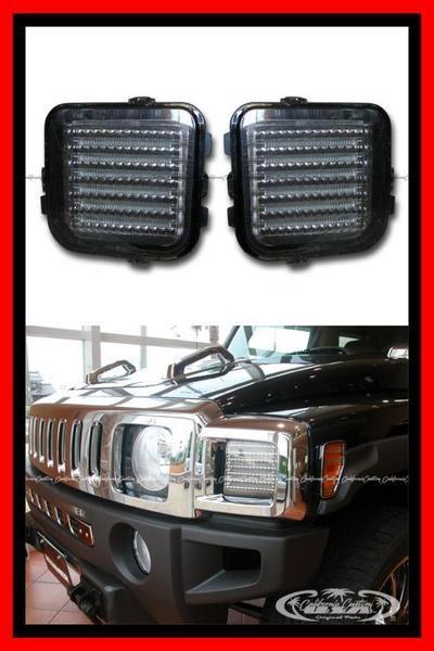 【即納/スモーク】ハマーH3 LED クリスタル LED パークシグナル ランプ ライト H3 フロント グリル ヘッド ウインカー 左右 06-09y H3 最安拍卖