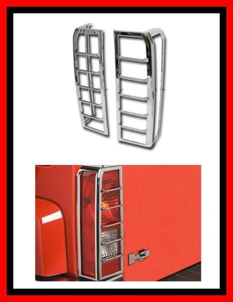 【即納/クローム】ハマーH3 テール ランプ ライト カバー 左右セット H3 バック ゲート リア メッキ ガード ABS製 ストップ 両面テープ付き拍卖