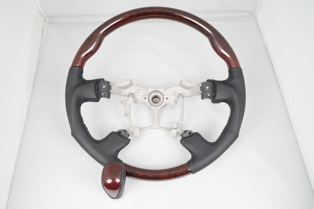 クラウン クラウンマジェスタ GRS200 GWS204 ガングリップステアリング シフトノブ ポプラ調茶木目 177拍卖