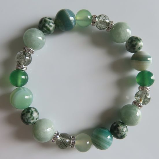 送料無料、ヒスイ、サードニクス、アゲート、ルチルクォーツのブレスレット拍卖