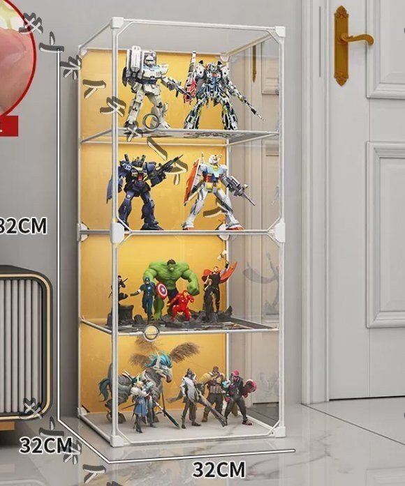 フィギュアショーケースレゴブロッククリア収納ケース大容量防塵フェイクアクリルガンダム置物棚4段拍卖