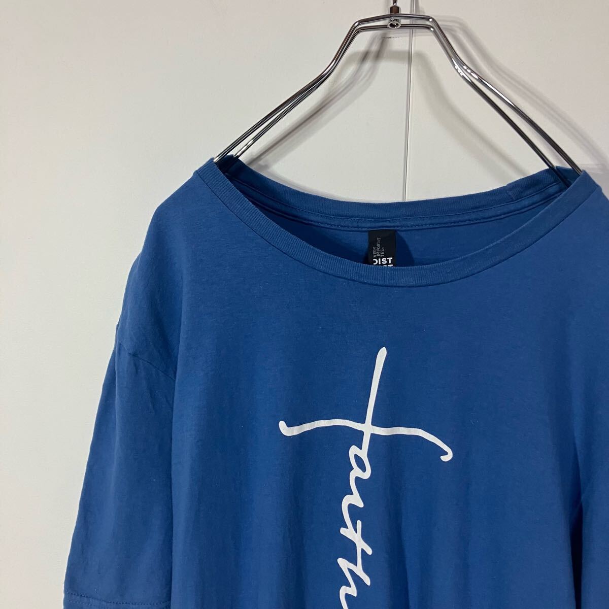 古着 アート プリント クルーネック 半袖 Tシャツ 大きいサイズ ブルー XL拍卖