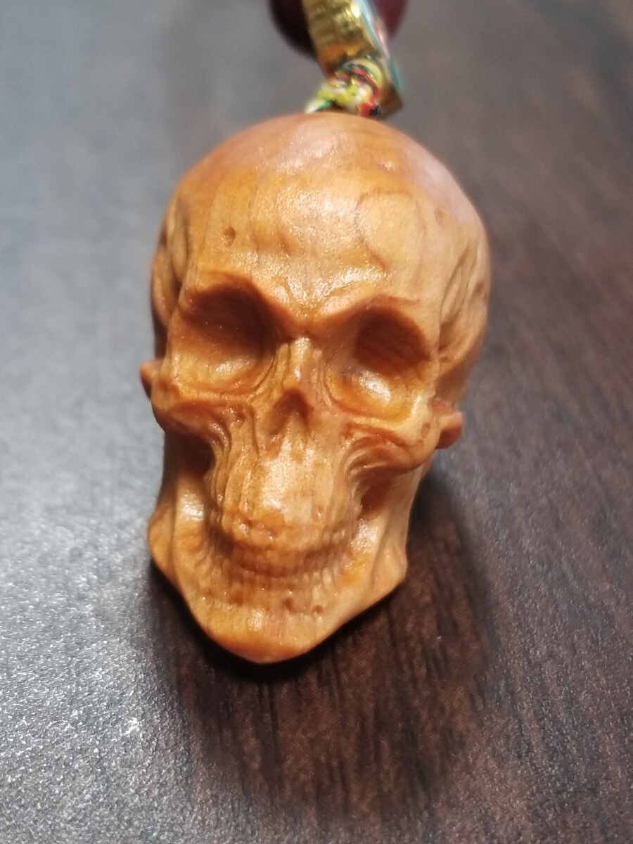 置物 根付 提げ物  ドクロ 木彫りの骸骨 ガイコツ拍卖