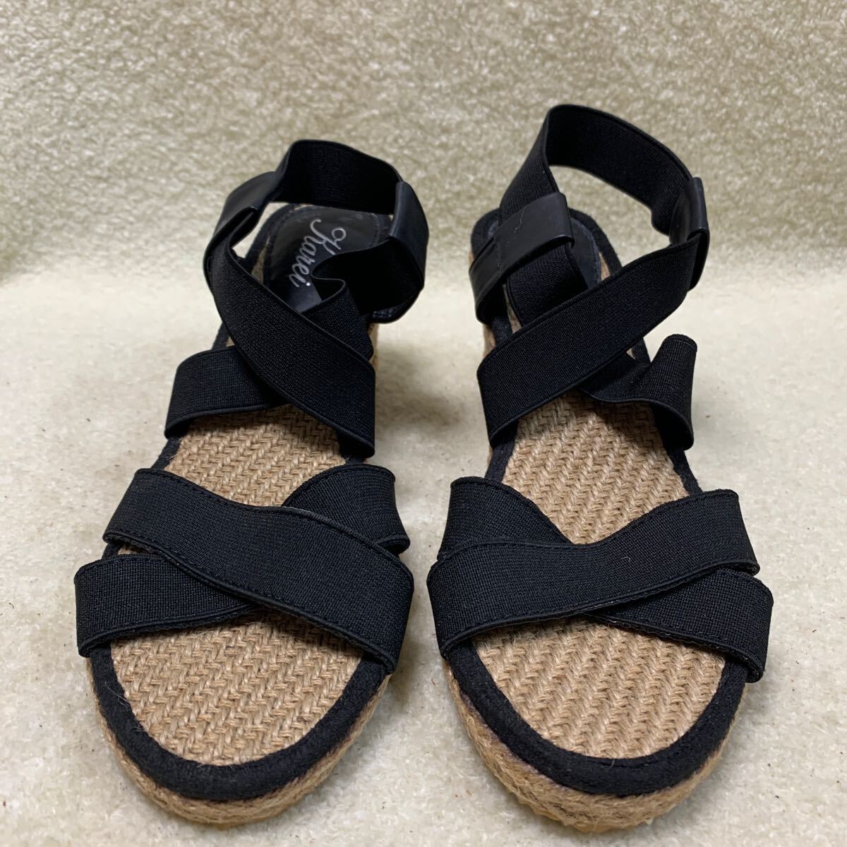 カレイ karei レディース厚底シューズ ウェッジソール ゴムベルト 23.5㎝ヒール約6.5㎝拍卖