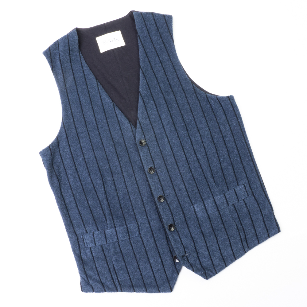 良品『Belesto EDIFICE』ジレ 44(S相当) ネイビー ポリエステル/綿 ベスト エディフィス メンズ 管理649拍卖