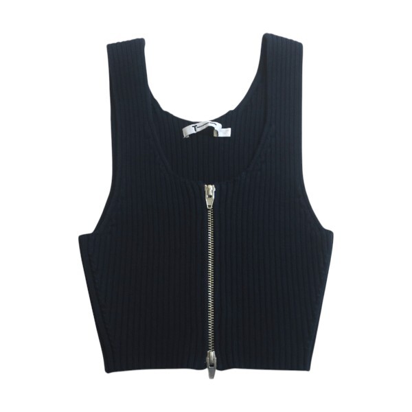 ティーバイアレキサンダーワン フロントジップ レディース ノースリーブ ニットベスト #XS【送料無料】中古品 used AB拍卖
