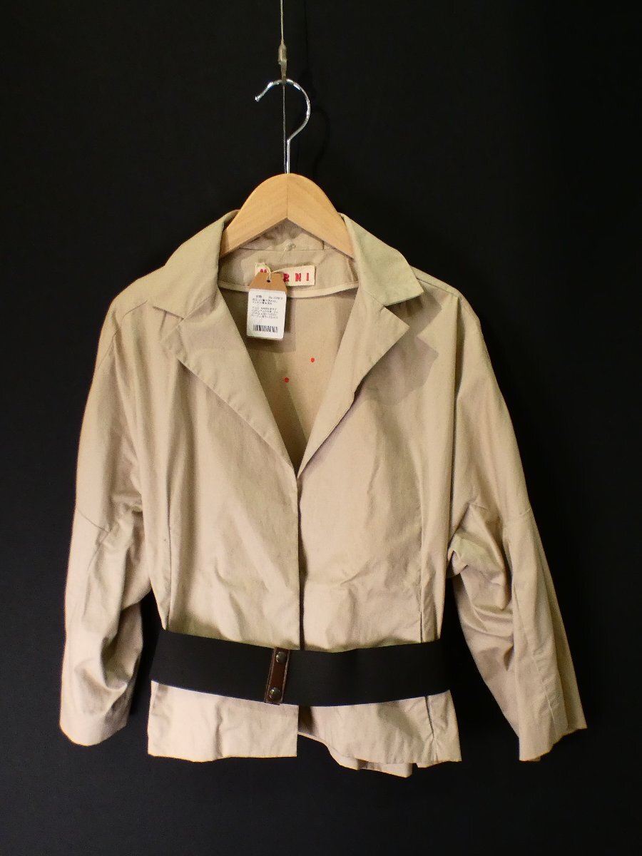 マルニ MARNI 赤タグ コットンベルト付き ジャケット【L's(38)/12万円/ベージュ/Cランク】c5C0拍卖