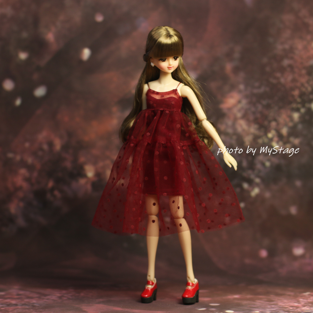 人形服msdr-254-4858栗色水玉チュールキャミワンピース、チューブドレス(momokoジェニー)拍卖