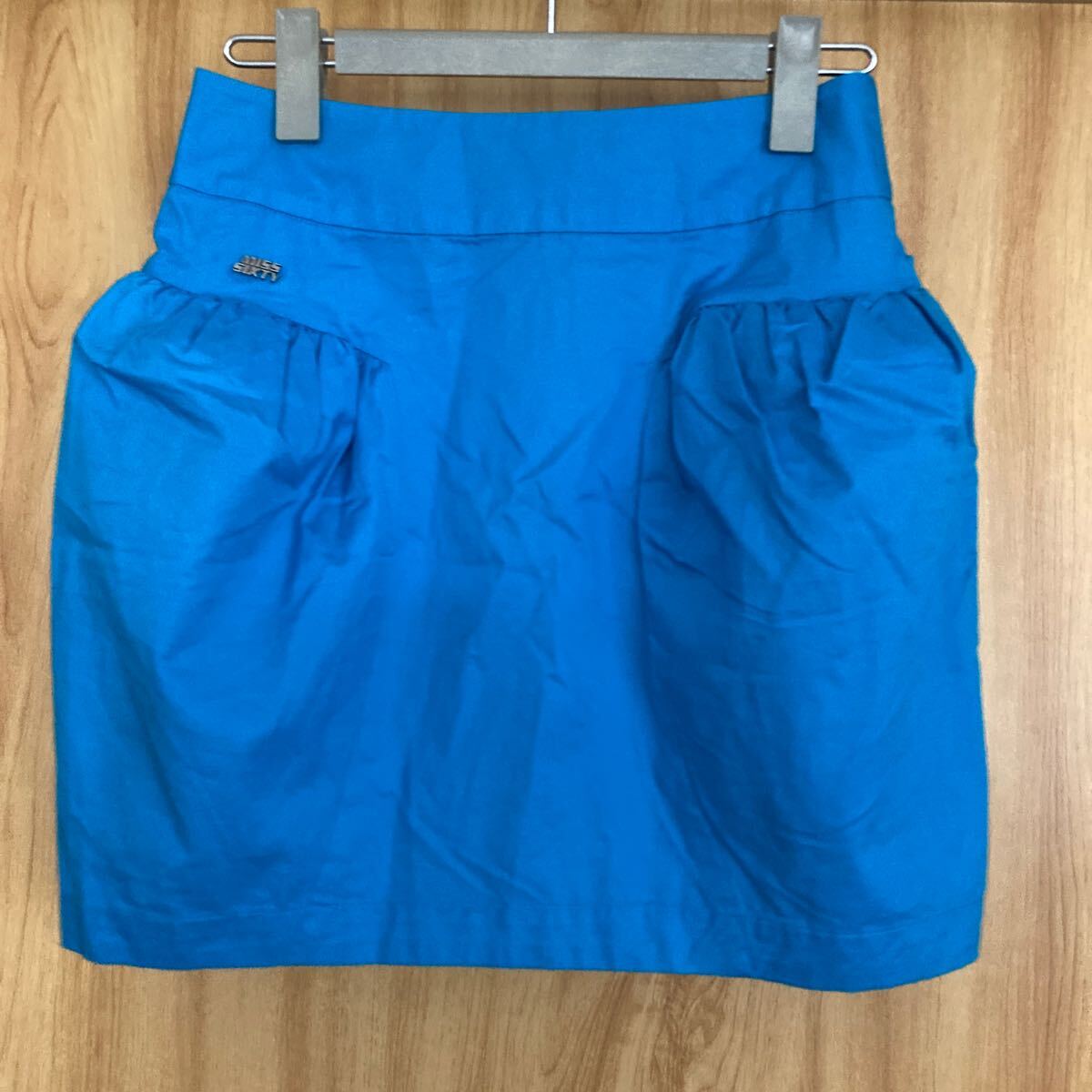 ◆美品◆【MISS SIXTY】ミスシックスティ 立体 ブルー ミニタイトスカート レアデザイン拍卖
