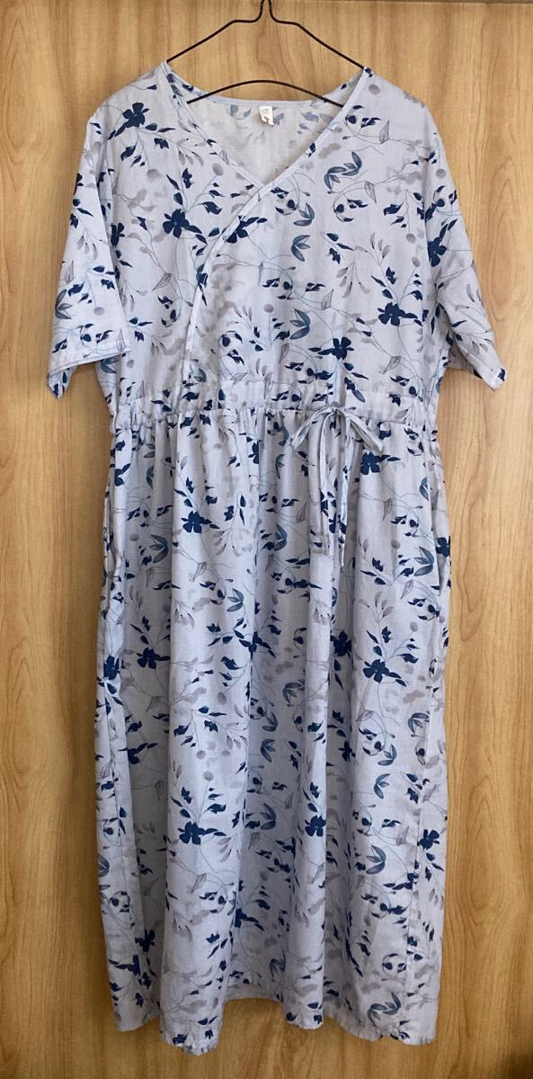 ★未使用★【Yuge】ユージュ ゆったり オーバーサイズ 花柄 ロングワンピース 重ね着 部屋着拍卖