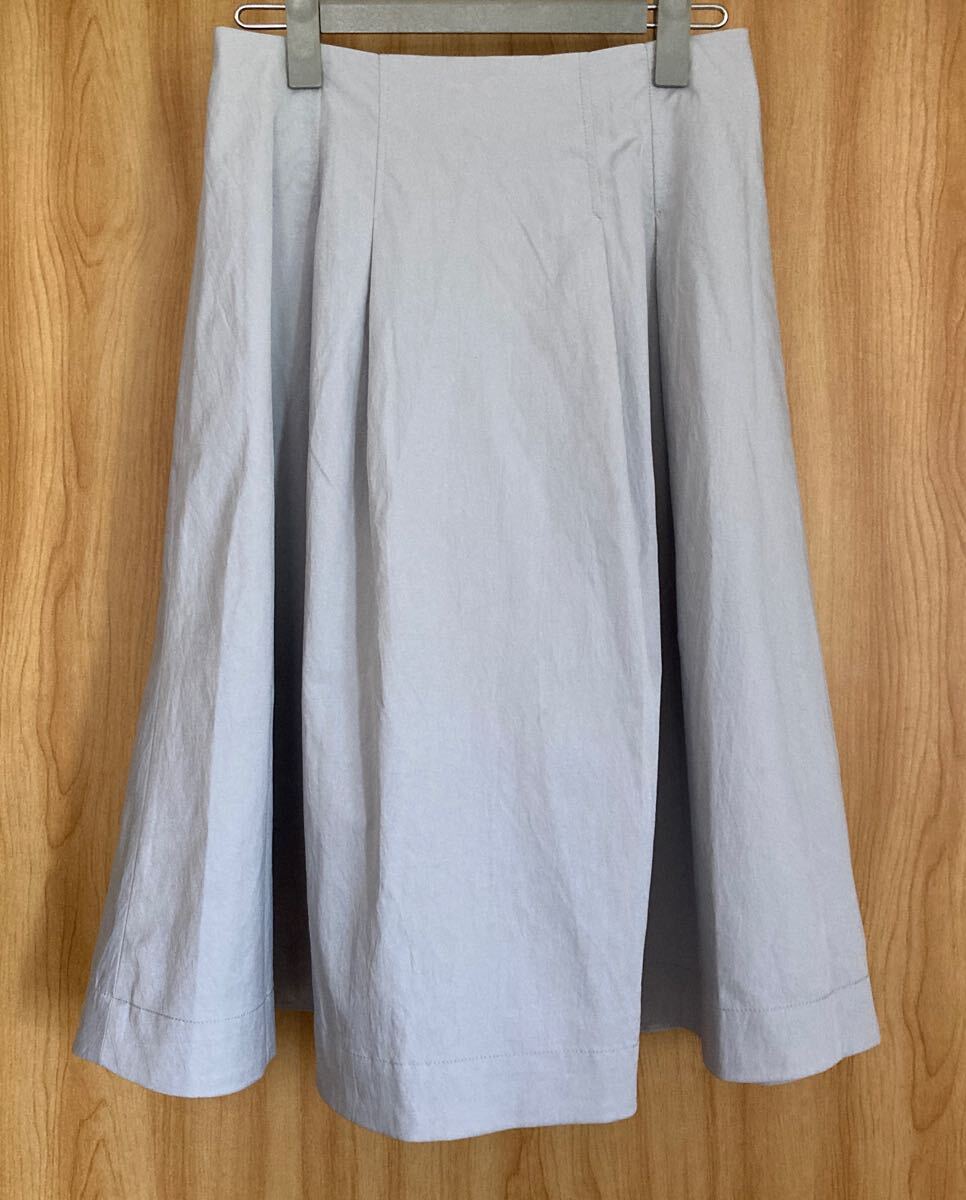 ◆美品◆【INNOVER CLASSIC】イノーバークラッシック ペールグレー ミモレ丈 スカート ウエストゴム入り拍卖