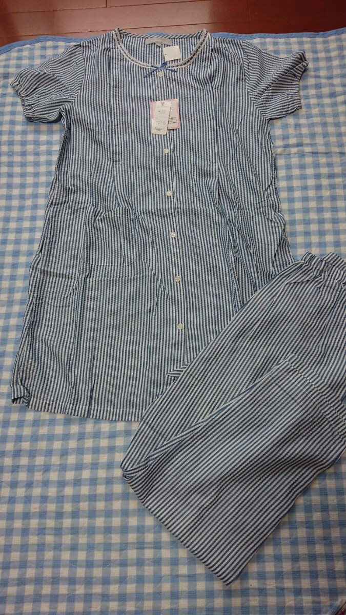 〇409☆未使用・保管品☆マタニティ☆授乳服☆半そでストライプパジャマ М②拍卖