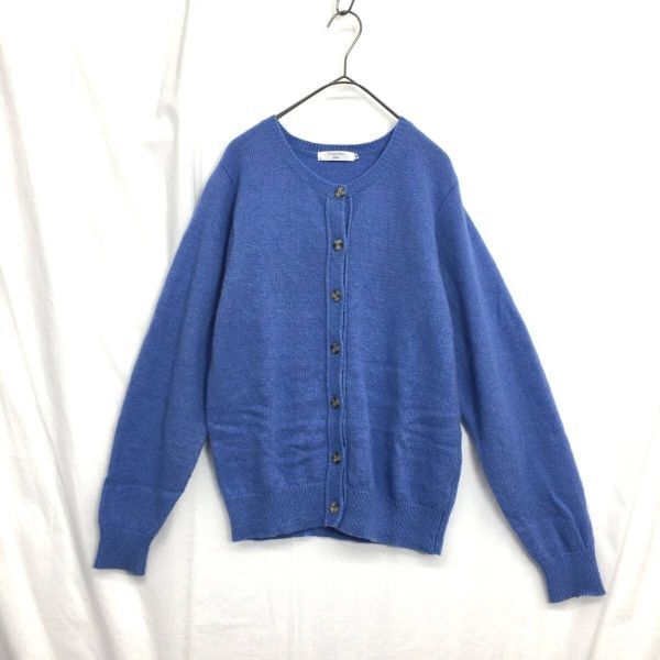 EZ3202●samansa Mos2 blue ウール混 ニット カーディガン●M●ブルー サマンサモスモス拍卖