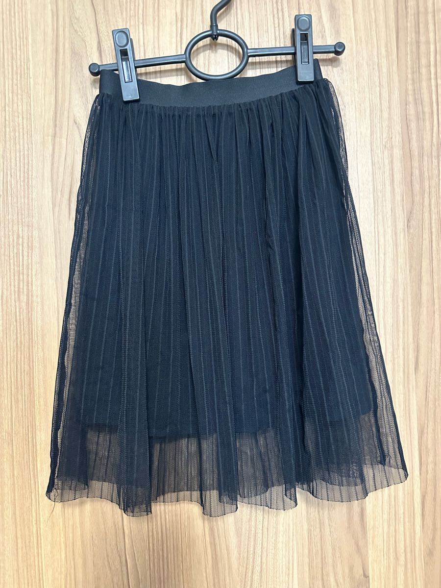ユニクロ キッズ 女の子 130cm チュールスカート 黒 used拍卖