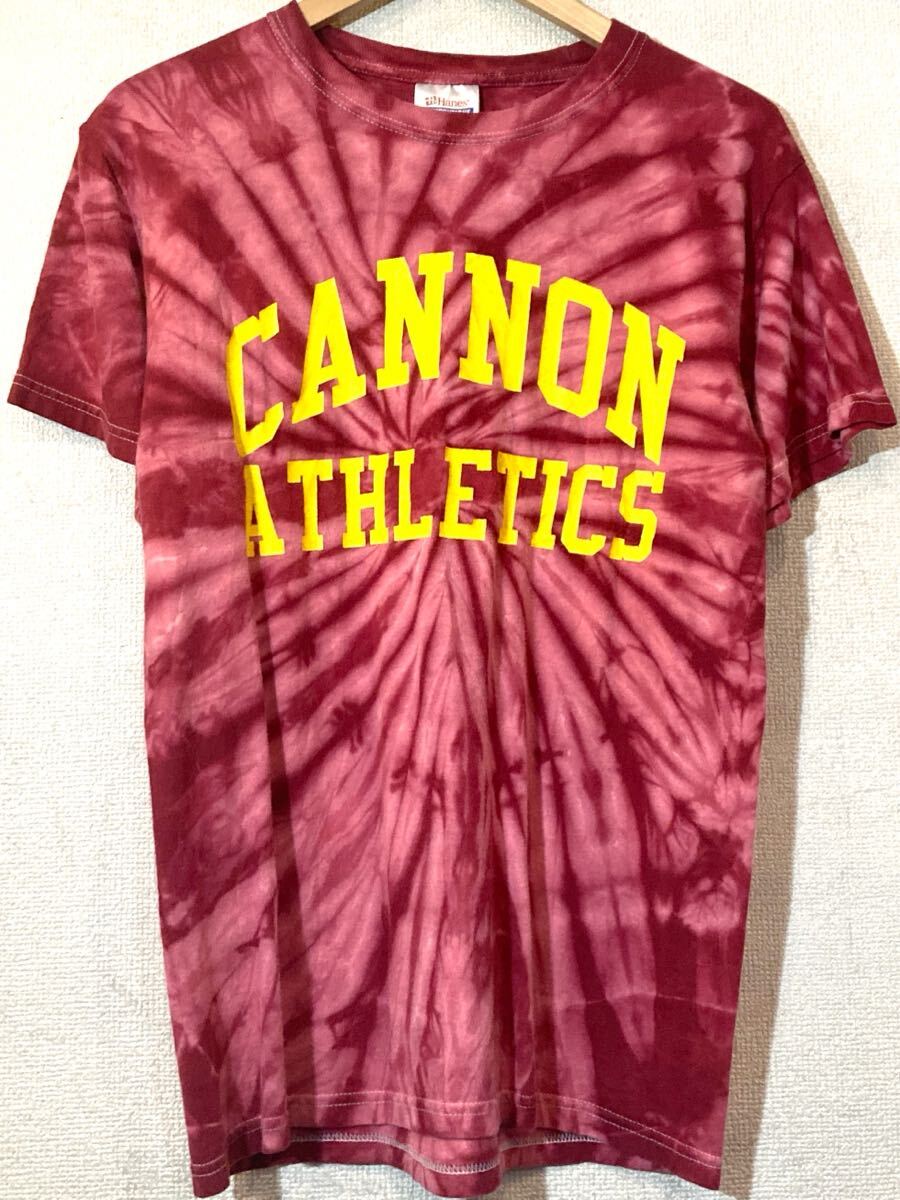 CANNON ATHLETICS★90'sVINTAGE★Tシャツ★タイダイ★スポーツ★両面プリント★バックプリント★2枚タグ★Hanes★USA★ビンテージ★濃赤拍卖