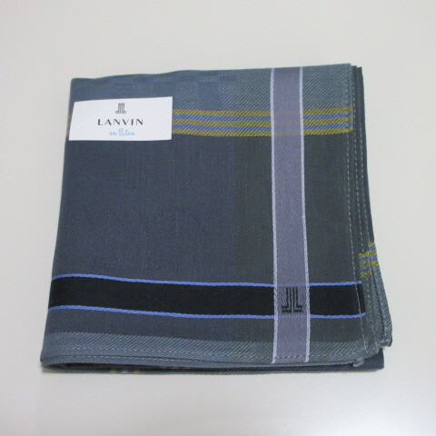 メンズハンカチ【LANVIN en Bleu】ランバンオンブルーハンカチ/グリーン拍卖