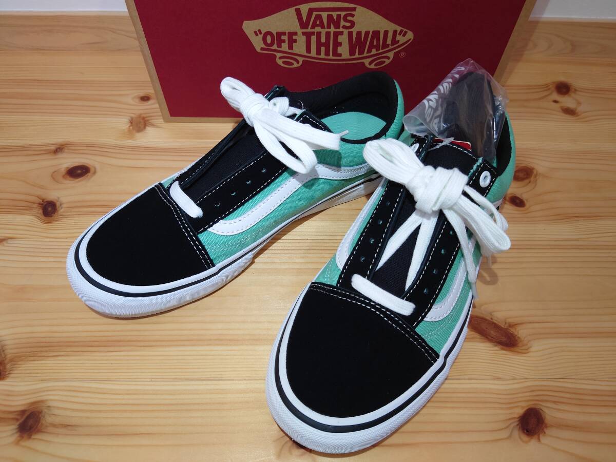 未使用品 VANS OLD SKOOL PRO 26cm BLACK / JADE バンズ オールドスクール プロ ブラック ミントカラー VN000ZD4W8K拍卖